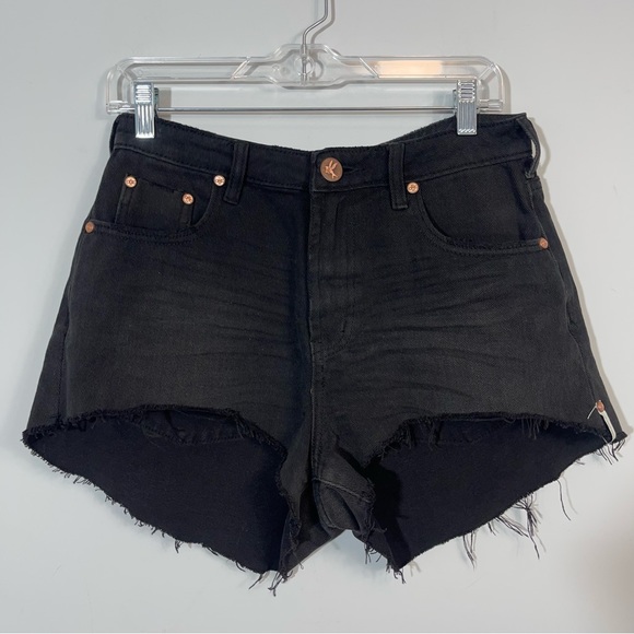 ONE TEASPOON TRUCKERS MID WAIST RELAXED DENIM JEAN SHORTS IN PURE BLACK SIZE 27 - Picture 5 of 16